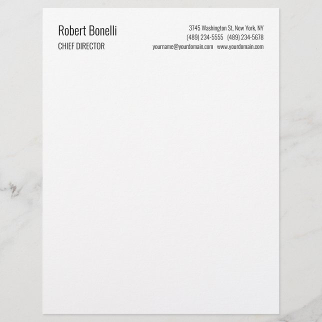 Papel Timbrado Tamanho Padrão Moderno Branco Simples Minimalista (Frente)