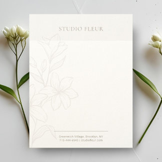 Papel Timbrado Taupe e Branco | Chic Mínimo Letreiro Floral
