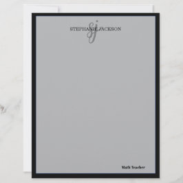 Papel Timbrado Teacher name elegant quote modern white frame