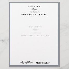 Papel Timbrado Teacher name elegant quote modern white frame