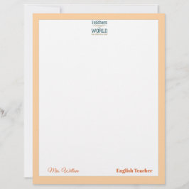 Papel Timbrado Teacher name elegant quote modern white frame