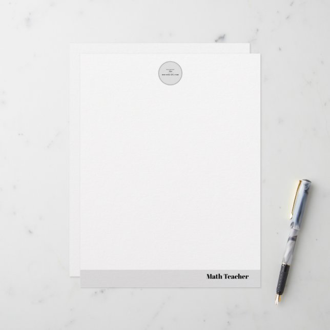 Papel Timbrado Teacher name elegant quote modern white frame (Frente/Verso In Situ)