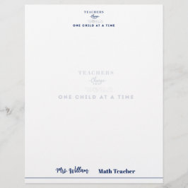 Papel Timbrado Teacher name elegant quote modern white frame