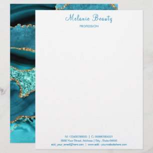 Papel Timbrado Teal Blue Aqua Tirquoise suas informações de texto