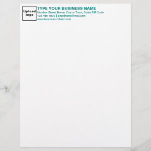Papel Timbrado Teal Green Textos Cabeçalho Comercial Letterhead