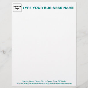 Papel Timbrado Teal Green Textos sobre cabeçalho e rodapé da empr