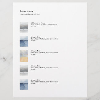 Papel Timbrado Tear Sheet Price Sheet Template for Art