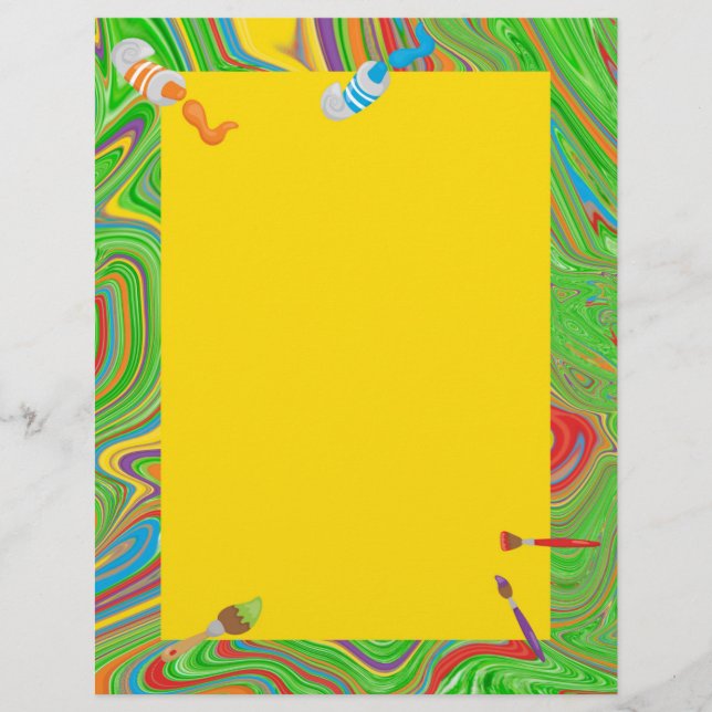 Papel Timbrado Tema Paint Tube Paint Brush (Frente)