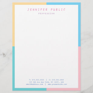 Papel Timbrado Tendência Cor-de-rosa Amarelo Verde Verde Elegante