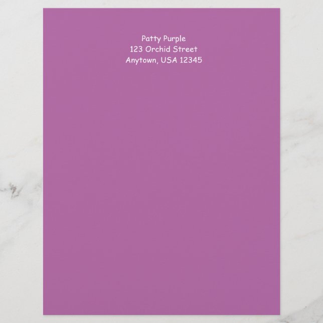 Papel Timbrado Tendy Orchid Purple Letterhead, Personalizada (Frente)
