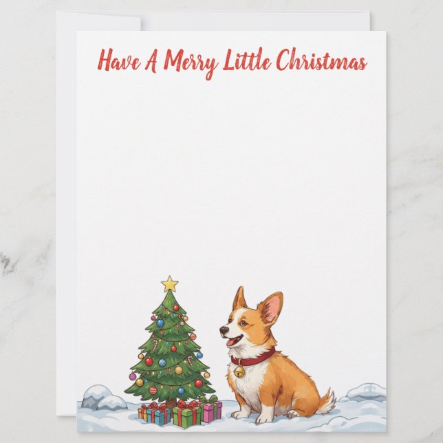 Papel Timbrado Tenha um Feliz Natal - Corgi (Frente)