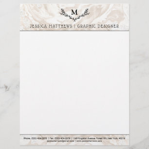 Papel Timbrado Terra do Monograma Moderno do Marble