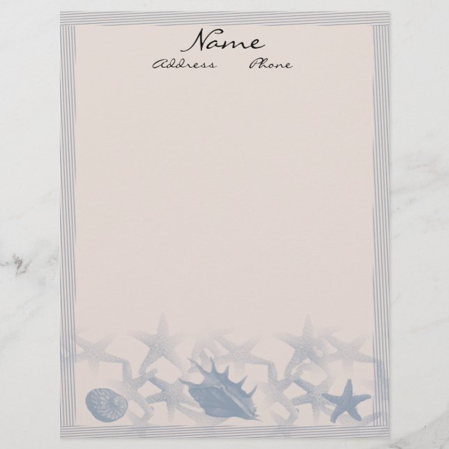 Papel Timbrado Tesouros pelo cabeçalho do mar (Frente)