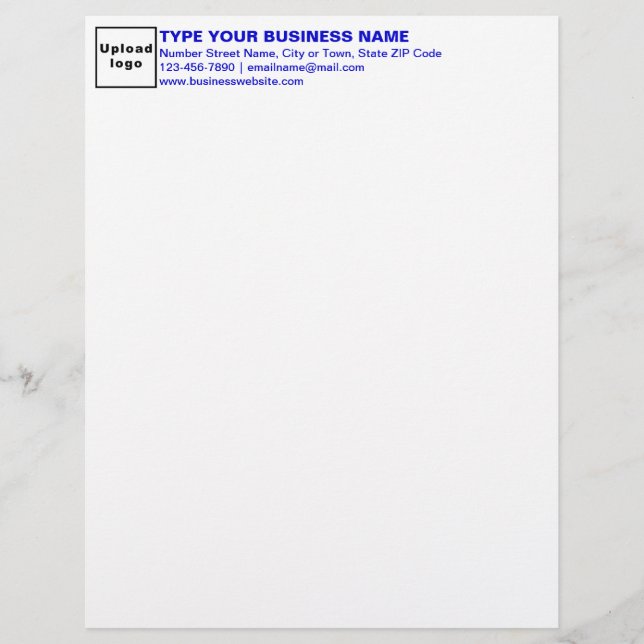 Papel Timbrado Texto Azul Cabeçalho Comercial (Frente)