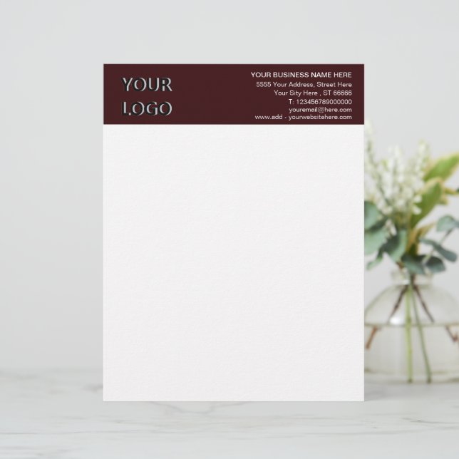 Papel Timbrado Texto Letterhead do Logotipo Comercial Personaliza (Em pé/Frente)