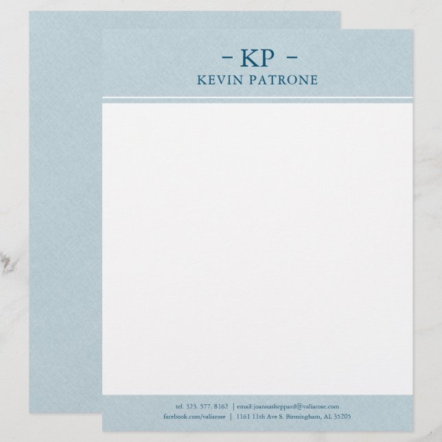 Papel Timbrado Texto Mínimo Líquido Azul-Espalha (Frente/Verso)