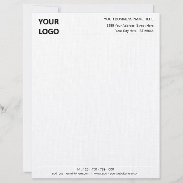 Papel Timbrado Texto personalizado Logotipo pessoal Cabeçalho Per (Frente)