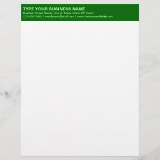 Papel Timbrado Textos simples sobre a posição verde monocromática