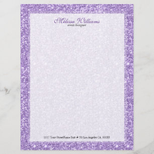 Papel Timbrado Textura brilhante roxa branca e Lavanda