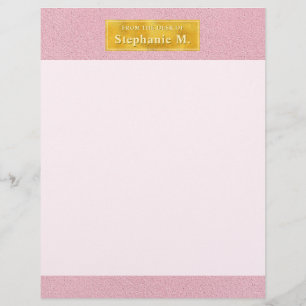 Papel Timbrado Textura de couro rosa falso com folha de ouro e te