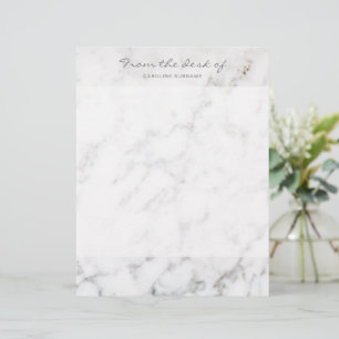 Papel Timbrado Textura de mármore branco falso e texto personaliz