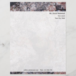 Papel Timbrado Textura personalizada da rocha com endereço do