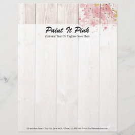 Papel Timbrado Tinta Dourada e Rosa no Tom Blush em Madeira Rústi
