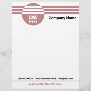 Papel Timbrado Tiras geométricas de rosa Dusty, logotipo e código