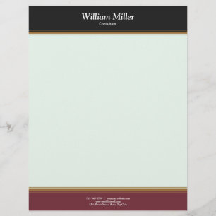 Papel Timbrado Tiras Mínimas Modernas de Maroon Negro