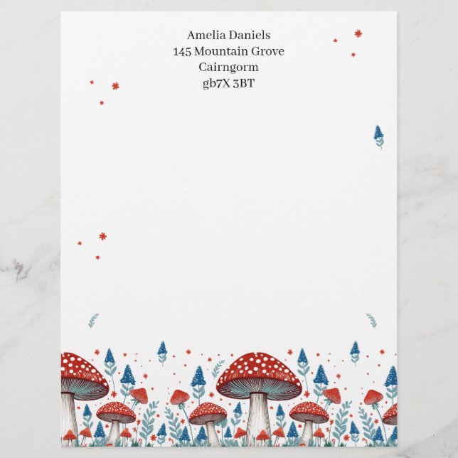 Papel Timbrado Toadstool Whimsical Personalizada (Frente)