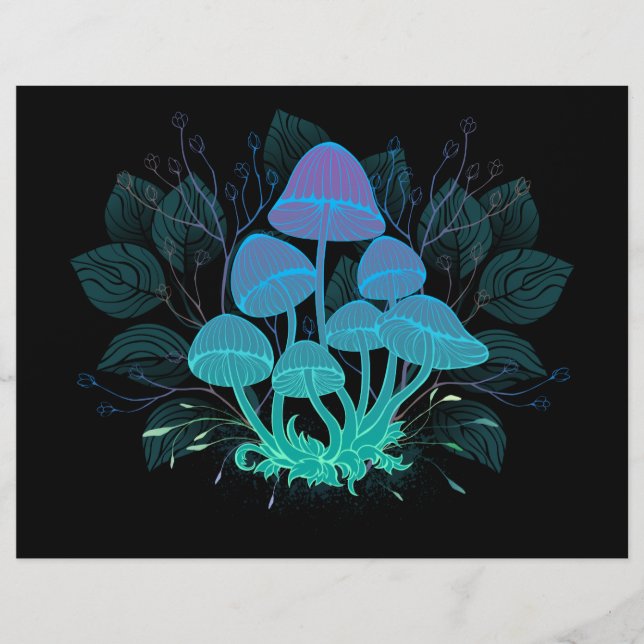 Papel Timbrado Toadstools em arbustos (Frente)