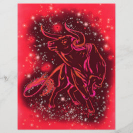 Papel Timbrado Touro Vermelho A Correr Na Cabeça-De-Cabeça De Noi