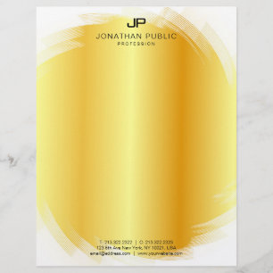 Papel Timbrado Trendy Faux Dourada Monograma Glamorous Modelo