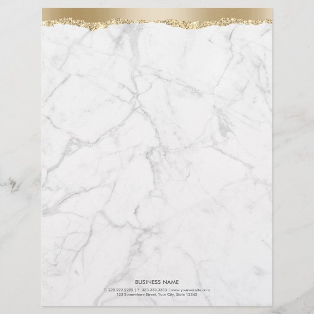 Papel Timbrado Trendy Marble Na moda Dourado Edge Letterhead (Frente)