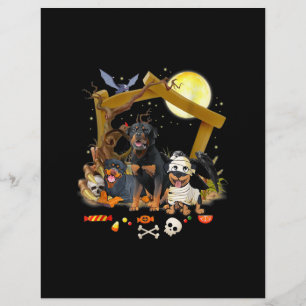 Papel Timbrado Três Cães Rottweiler Cães de Halloween Presente no