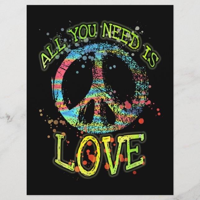 Papel Timbrado Tudo Que Você Precisa É De Amor Hippie (Frente)