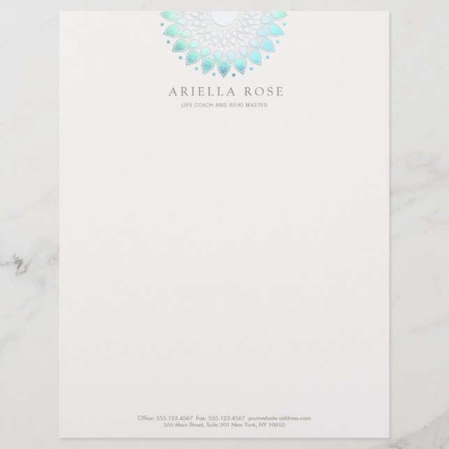 Papel Timbrado Turquoise Lotus Mandala (Frente)