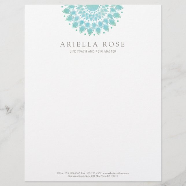 Papel Timbrado Turquoise Lotus Mandala (Frente)