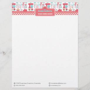 Papel Timbrado Utensílios Cultivos De Gingham Vermelho