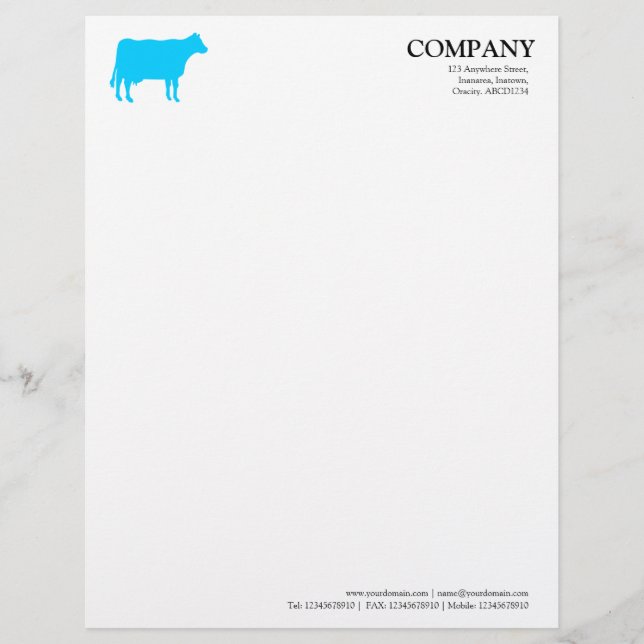Papel Timbrado Vaca Azul Céu - Branco (Frente)