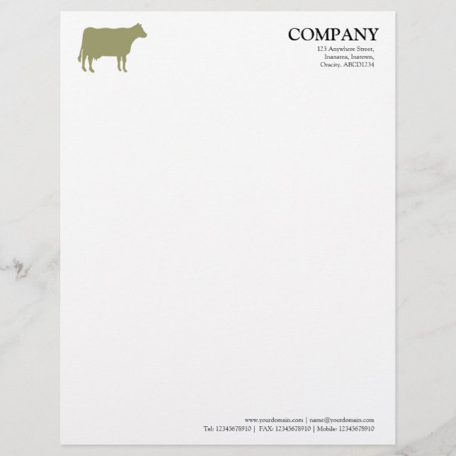 Papel Timbrado Vaca Khaki - Branca (Frente)