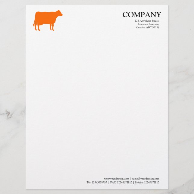 Papel Timbrado Vaca Laranja - Branco (Frente)