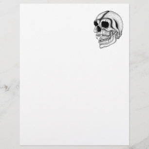 Papel Timbrado Vampiro Design preto e branco do crânio
