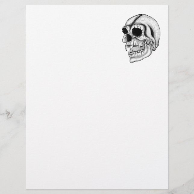 Papel Timbrado Vampiro Design preto e branco do crânio (Frente)