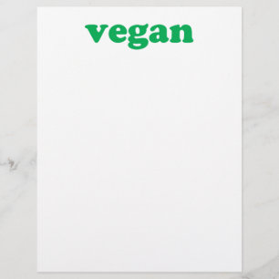 Papel Timbrado "Vegan", letras verdes, fundo branco