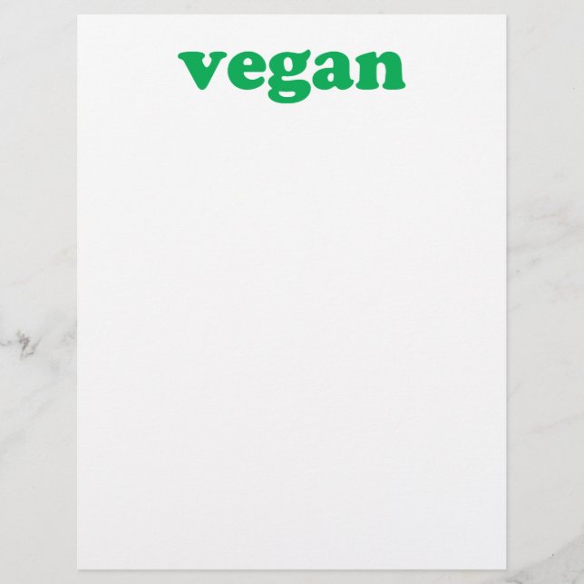 Papel Timbrado "Vegan", letras verdes, fundo branco (Frente)