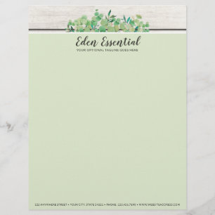 Papel Timbrado Verde Botânico Eucalyptus & Rustic Wood Eco