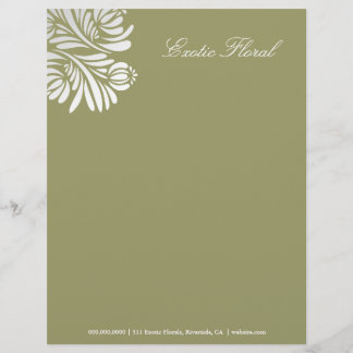 Papel Timbrado verde de musgo floral de 311-Exotic |