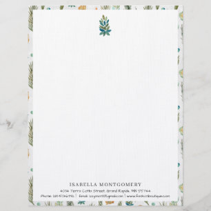 Papel Timbrado Verde Russo Simples Monograma Letterhead