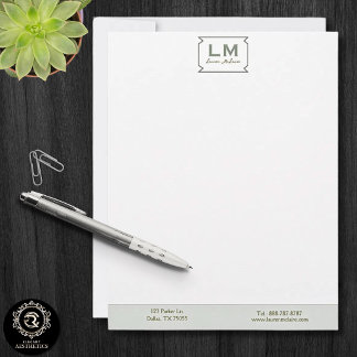 Papel Timbrado Verde Sálvia Terroso Orgânico Moderno Minimalista